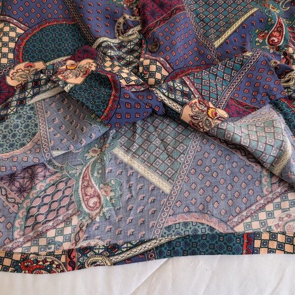 PACSUN Shirt Men's M Multicolor Abstract Short‎ Sleeve Loop Camp Collar Rayon - Picture 7 of 15